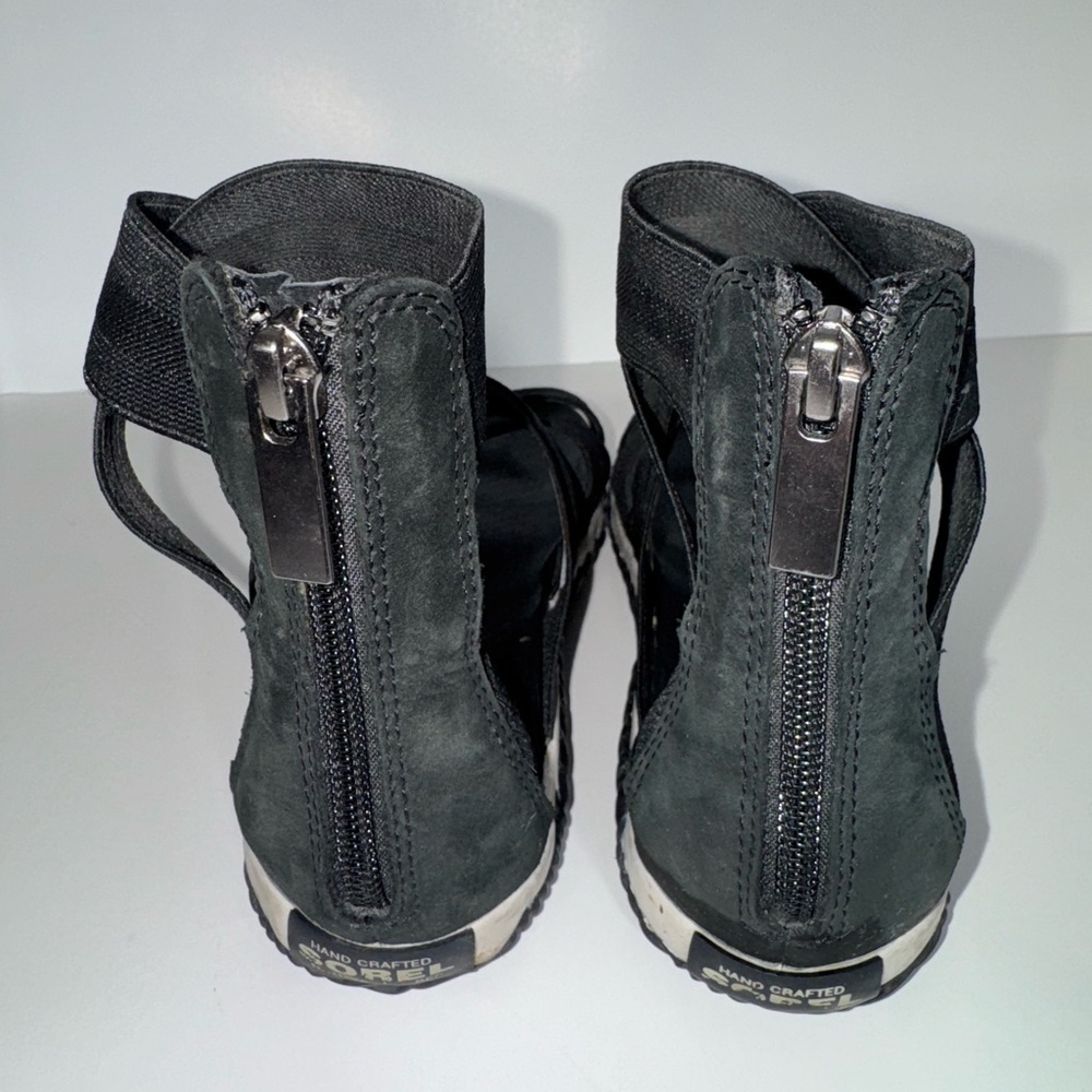Sorel Black Strappy Zip-Back Women’s Sandals - Picture 7 of 11